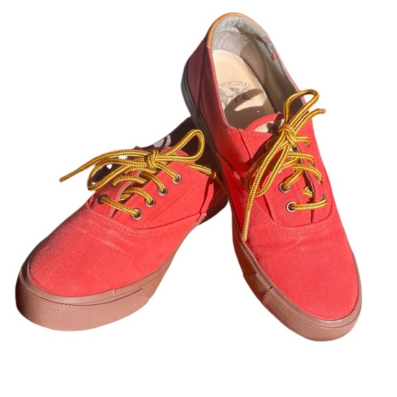 Vintage Polo Sportsman Red Canvas Lug Sole Bottom Quality Outdoor Shoes size 8.5 - Picture 5 of 15